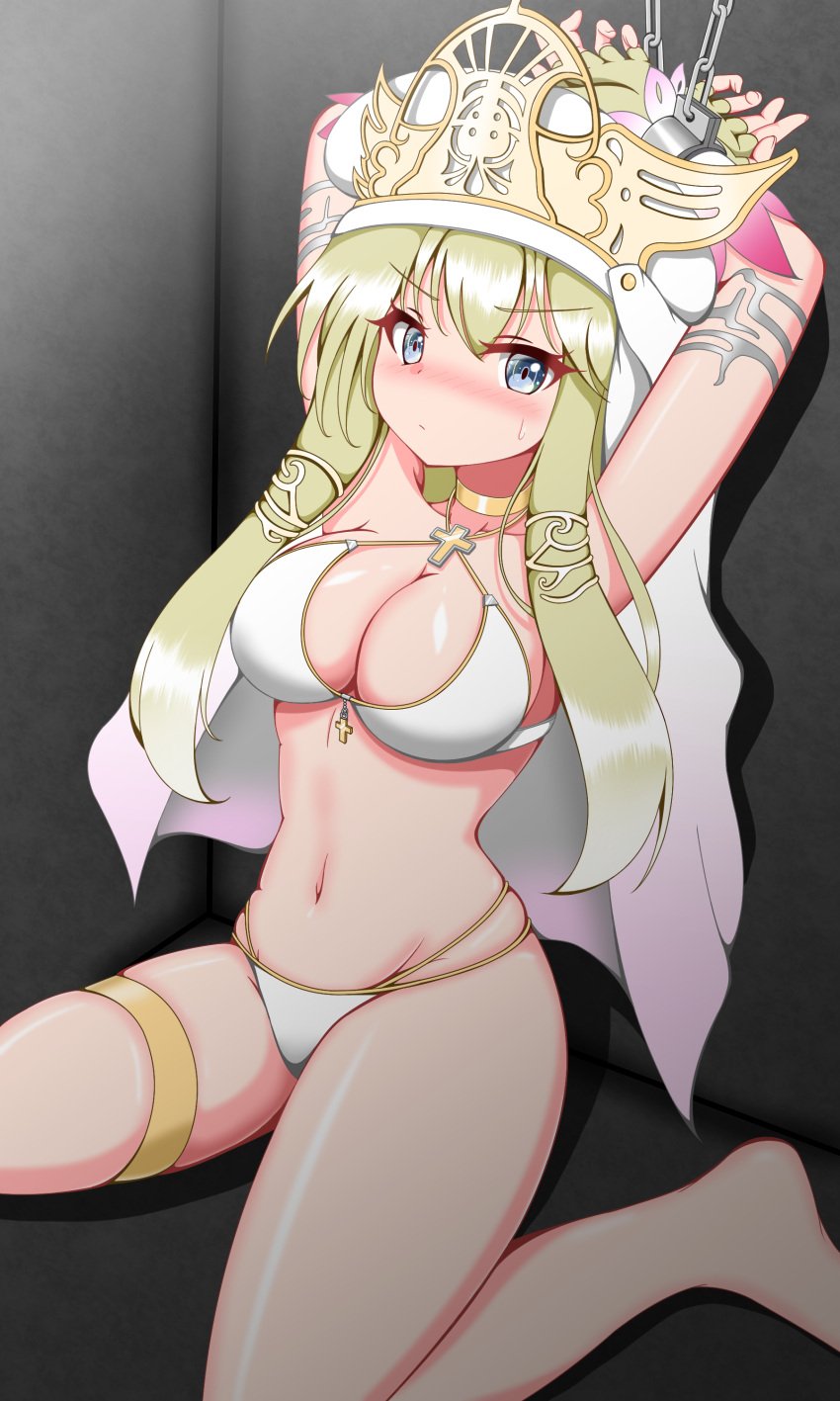 alternate_costume blonde_hair breasts crown elicia_(luminous_arc_2) female itsuya_(hmizugucti) luminous_arc luminous_arc_2 solo white_veil