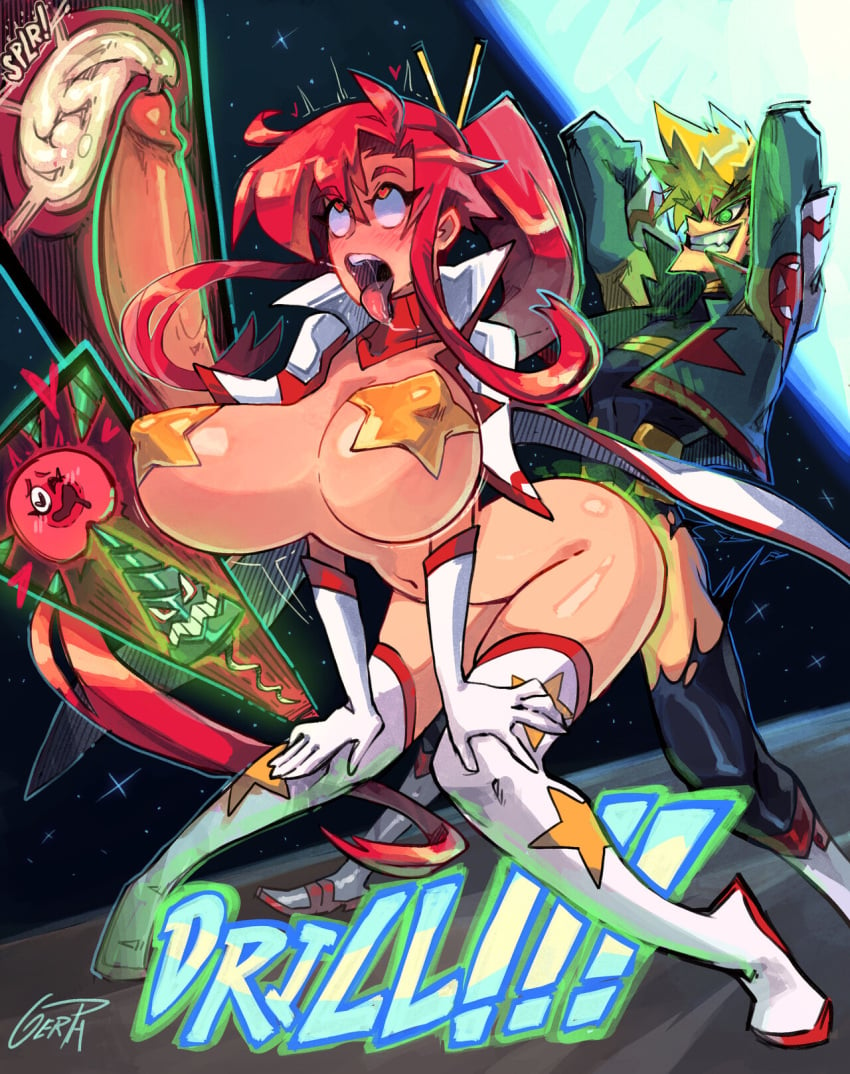 1boy 1girls breasts cum cum_in_pussy cum_inside elbow_gloves female gerph huge_breasts impregnation kittan_bachika male no_eyewear no_panties sex source_request space_yoko tagme tengen_toppa_gurren_lagann thighhighs yoko_littner