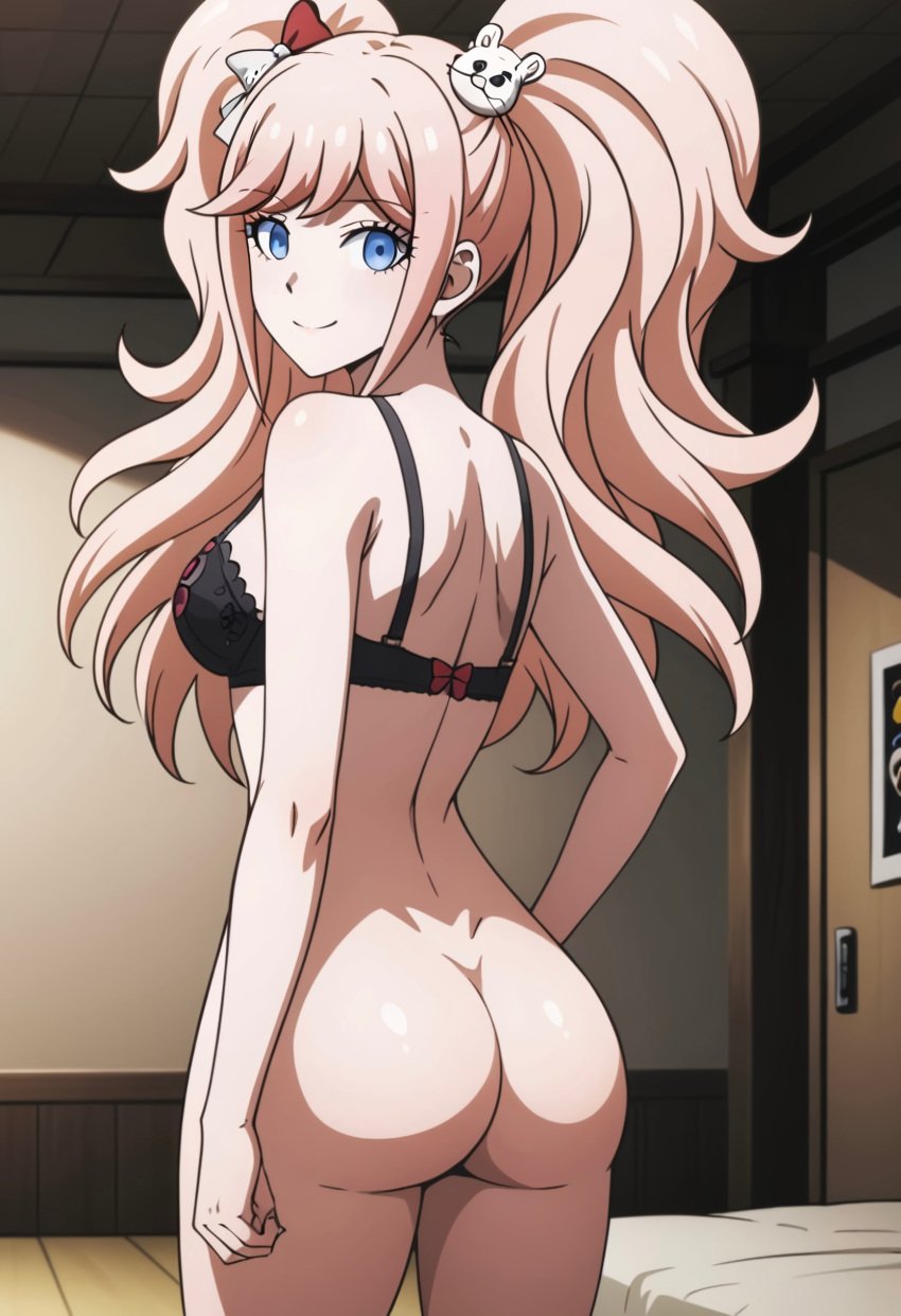 1girls ai_generated danganronpa female_only junko&#039;s_undressing junko_enoshima solo_female