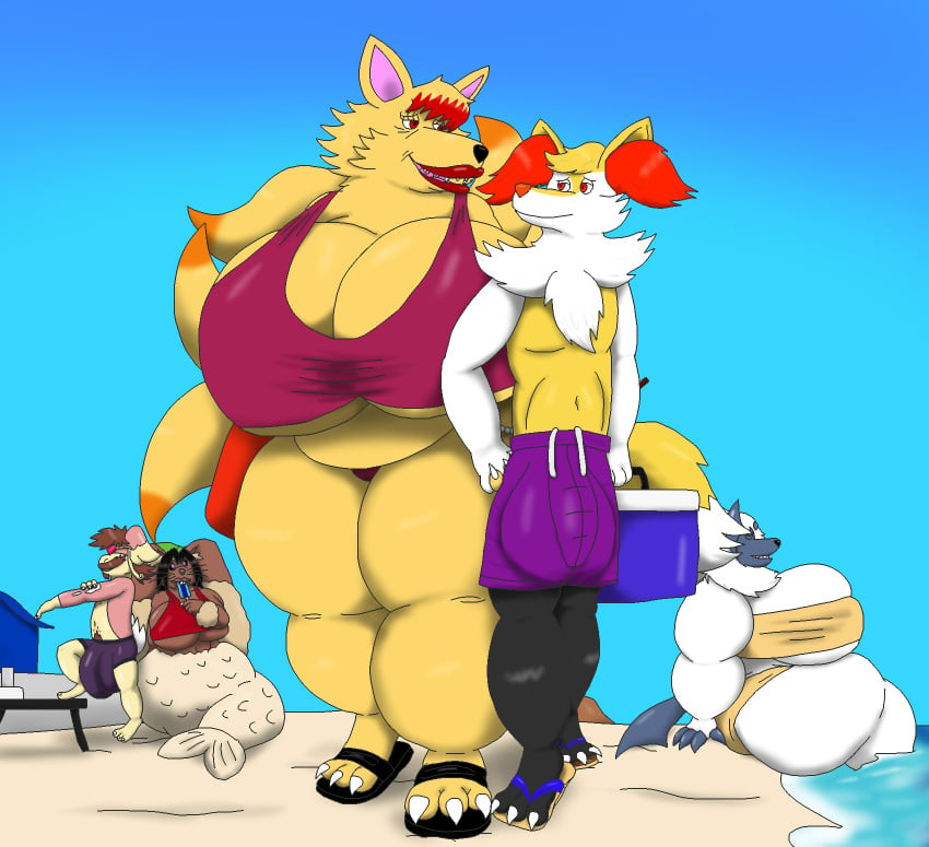 absol age_difference alythewolfcat anthro audino background_character beach belly big_belly big_breasts big_bulge bikini breasts bulge charles_rechre clothing detailed_bulge duo female fennekin footwear generation_1_pokemon generation_3_pokemon generation_4_pokemon generation_5_pokemon generation_6_pokemon genital_outline gwendolyn_(smashmael) hi_res huge_breasts huge_bulge lopunny male ninetales nintendo older_female overweight overweight_female penis_outline pokemon pokemon_(species) romantic romantic_couple sand_sculpture sandals shoes swimwear two-piece_swimsuit