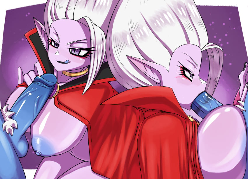 2024 absurd_res areola balls big_areola big_breasts big_nipples black_lipstick black_nails bottomless breast_play breasts clothed clothing colored_nails dr._arinsu dragon_ball dragon_ball_daima duo eyeliner fellatio female genitals hair hi_res huge_areola huge_breasts huge_nipples humanoid icydirtball lipstick lipstick_on_penis makeup nails nipples oral penile penis purple_body purple_eyes sex smile titfuck_fellatio titjob tongue tongue_out white_hair