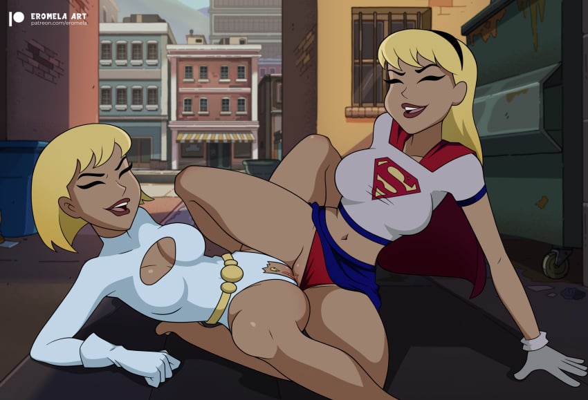 2girls blonde_hair blue_eyes clone clonecest dc dc_comics eromelaart galatea justice_league justice_league_unlimited kara_danvers kara_zor-el scissoring selfcest supergirl tribadism yuri