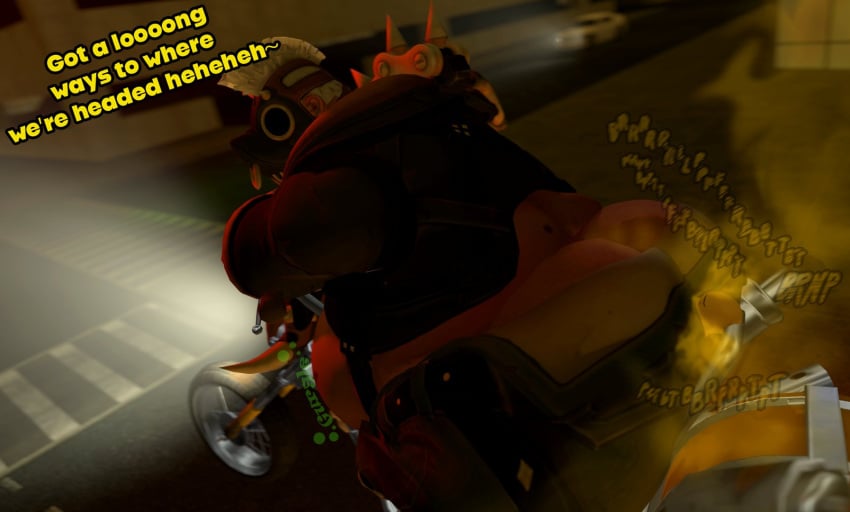 3d ass clothing dialogue english_text facesitting fart motorcycle mrrainbow overwatch roadhog tagme text