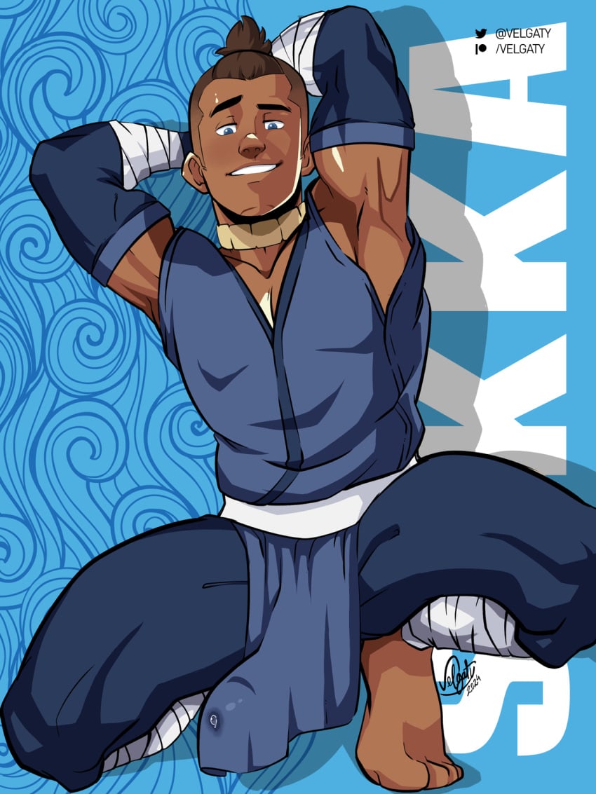 avatar_the_last_airbender bara big_bulge bulge clothing erection_under_clothes male male_only manly muscular_male nickelodeon penis_outline sokka velgaty