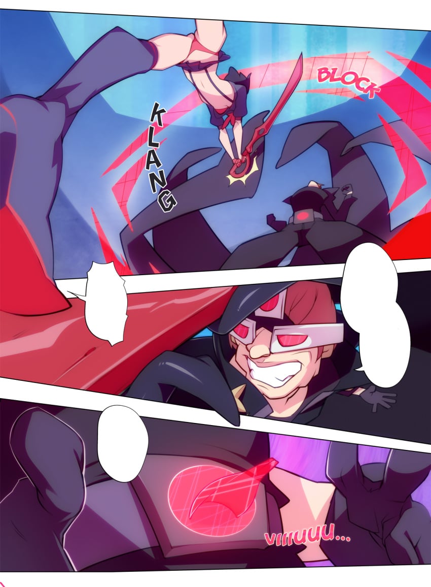 comic comic_page doxy fight kill_la_kill matoi_ryuuko no_dialogue no_text_version panties skirt skirt_lift smiling sword