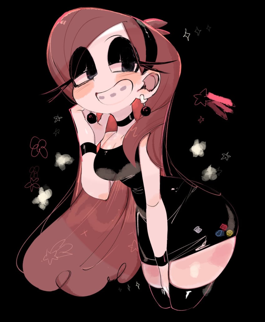 1girls aged_up black_clothing choker earrings goth goth_girl gravity_falls mabel_pines smile solo solo_female tagme thighs usa37107692