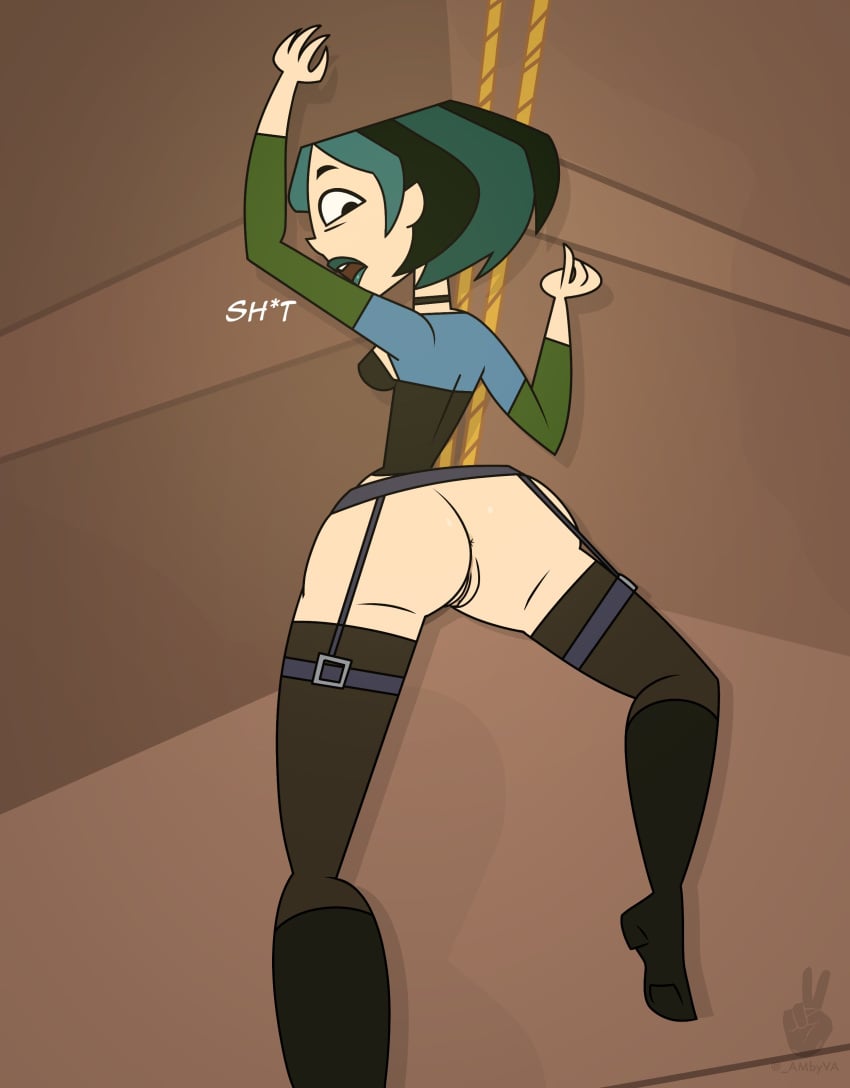 ambyva ass bubble_butt busty canonical_scene female female_focus female_only going_commando goth goth_girl gwen_(tdi) hourglass_figure no_panties rear_view tagme total_drama_island upskirt wide_hips