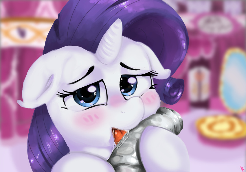 2017 animal_genitalia animal_penis blush disembodied_penis duo equine equine_penis female friendship_is_magic gab0o0 hair hi_res horn horsecock inside looking_at_viewer male mammal my_little_pony oral penis purple_hair rarity_(mlp) sex solo_focus straight straight_hair tongue unicorn