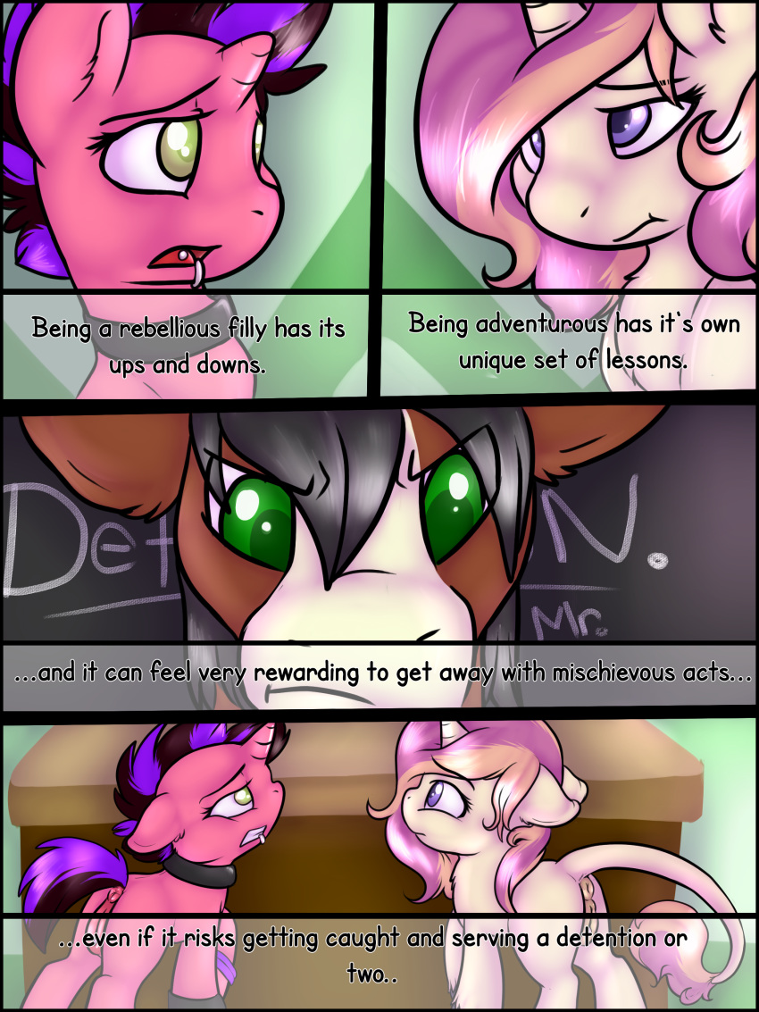 2017 absurd_res animal_genitalia animal_pussy anus ass comic english_text equine equine_pussy fan_character female feral green_eyes hair hi_res horn horse inside mammal multicolored_hair my_little_pony open_mouth pussy text toodledipsy two_tone_hair unicorn