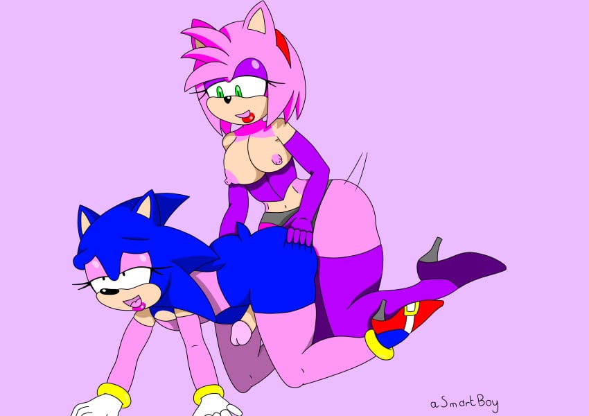 1boy 1girls all_fours amy_rose anal anal_sex asmartboy balls big_ass big_butt blue_fur breasts crossdressing doggy_style elbow_gloves female female_on_femboy femboy feminine_male furry girly gloves hedgehog high_heels leggings male mammal nipple pegging penis sega sonic_(series) sonic_the_hedgehog sonic_the_hedgehog_(series) sonique_the_hedgehog stockings strap-on