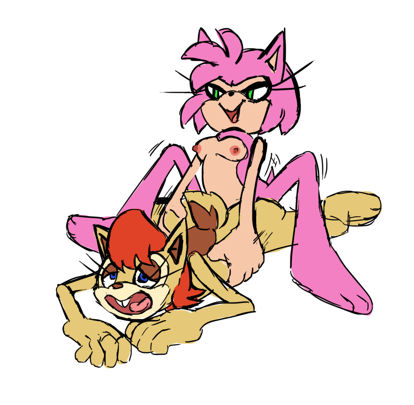 amy_rose breasts futanari intersex nipple sally_acorn saltwater sonic_(series)