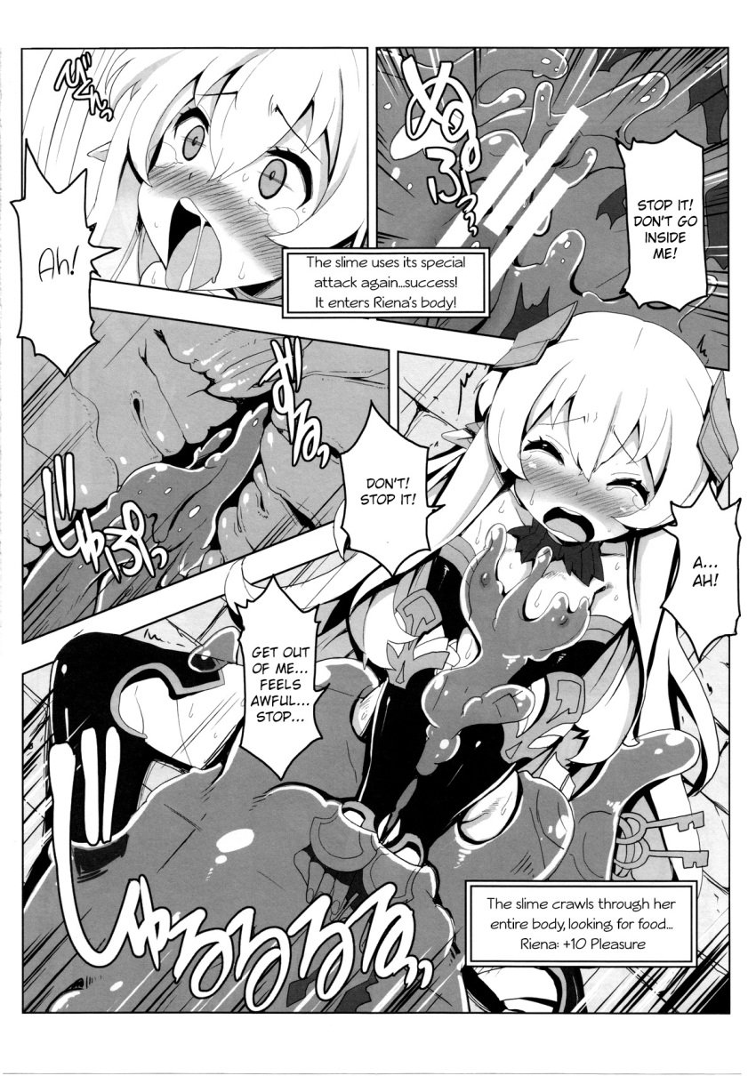 2016 5_fingers blush breasts censor_bar censored closed_eyes clothed clothing comic crying dialogue doujinshi dungeon duo elf english_text ero_trap_dungeon female fingerless_gloves fingers forced game_mechanics gloves goo_creature hair hi_res humanoid internal japanese_text long_hair lying mammal monochrome navel nipples on_back open_mouth partially_clothed penetration pointy_ears pussy rape rogue saliva saliva_string slime slime_monster small_breasts speech_bubble spread_legs spreading sweat sweatdrop tears teeth tentacle tentacle_rape text tongue tongue_out tsurugi_hagane_(artist) vaginal_penetration