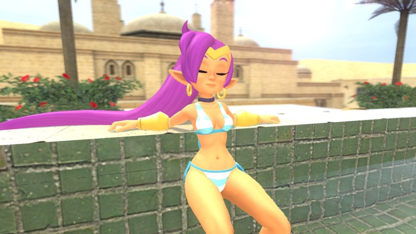 1girls 3d bikini bikini_bottom bikini_bottom_only bikini_only bikini_top bikini_top_only boobs breasts eyes_closed female female_only female_solo long_hair ponytail purple_hair shantae shantae_(character) solo solo_female solo_only thhypercombine12 very_long_hair