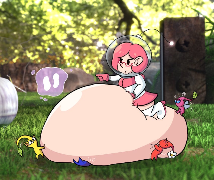 bigger_prey blue_pikmin brittany_(pikmin) bulborb digestion pikmin pikmin_(species) red_pikmin soft_vore vore vore_belly winged_pikmin yellow_pikmin