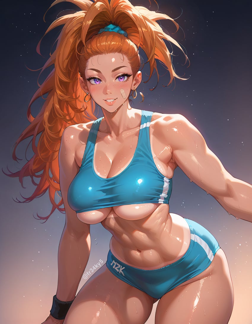 ai_generated buruma captain_mizuki fr34ky muscular_female one-punch_man sports_bra tanlines toned_body toned_female underboob