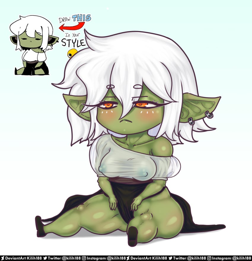 chibi draw_this_in_your_style female goblin goblin_female kilih188 redraw sitting translucent