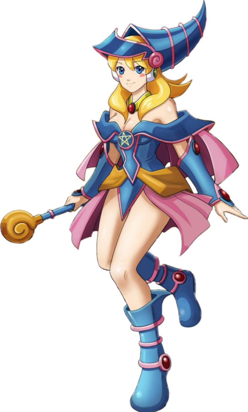 1girls alia alia_(mega_man) blonde_hair blue_eyes crossover dark_magician_girl dark_magician_girl_(cosplay) mega_man mega_man_x mega_man_x_dive render renders yu-gi-oh!