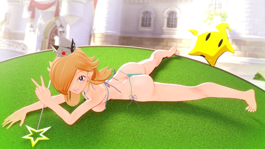 1girls 3d 3d_(artwork) aequd ass ass_focus ass_up barefoot big_ass big_breasts big_butt blender blender_(software) blonde_hair blue_eyes bra breasts crown female female_focus female_only high_heels_removed laying_down laying_on_stomach lingerie luma mario_(series) nintendo no_shoes panties princess_rosalina shoes_removed solo solo_female solo_focus super_mario_bros. super_mario_galaxy thong underwear