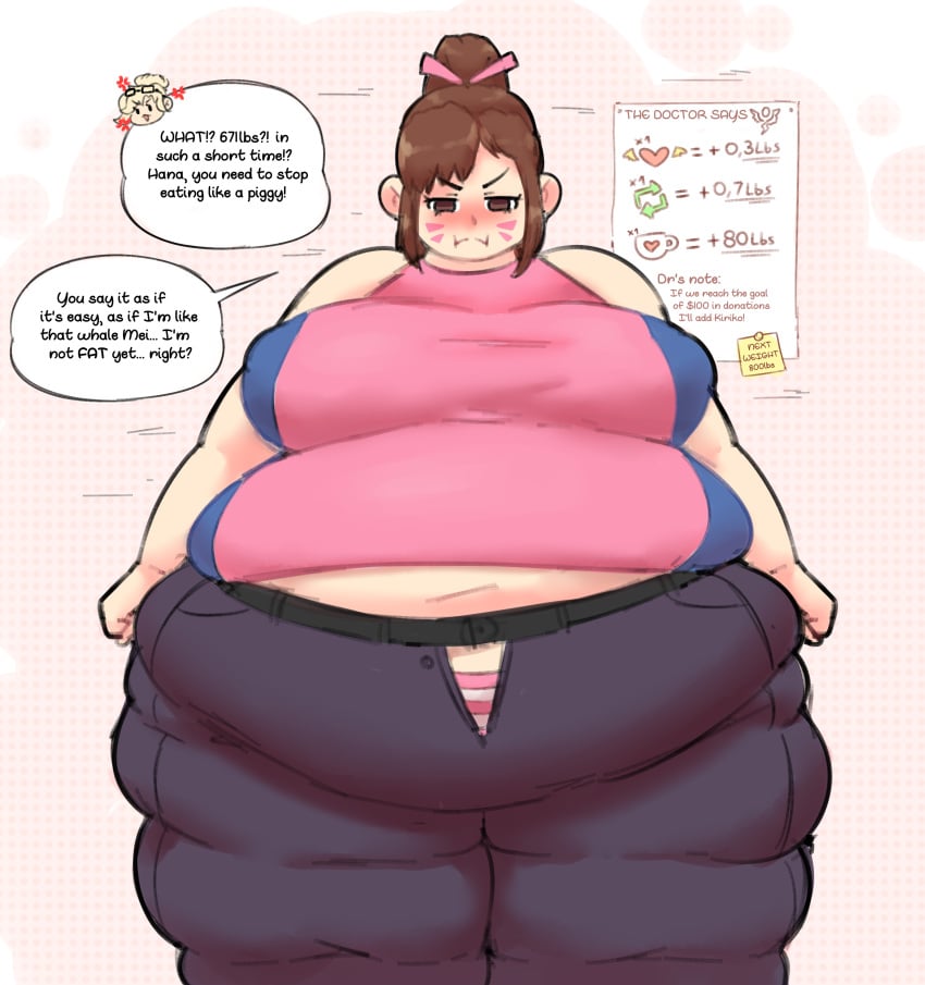 1girls bbw belly belly_overhang blush breasts breasts_bigger_than_head d.va dialogue fat fat_ass fat_belly fat_breasts fat_butt fat_female fat_fetish fat_folds fat_rolls fat_thighs fat_woman hana_song huge_ass huge_breasts obese obese_female overwatch overweight overweight_female plumpknight ssbbw thick thick_ass thick_thighs weight_gain weight_gain_drive weight_gain_kink weight_gain_sequence