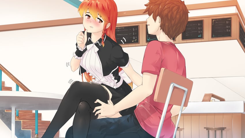 cafe eroge maid_outfit red_hair straight