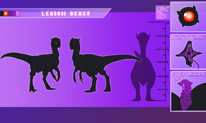 1boy absurd_res ass dinosaur feral hi_res legion_beast male male_only model_sheet penis precum scalie text tongue