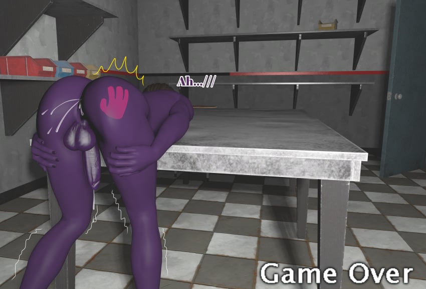 3d big_ass cum cum_fart five_nights_at_freddy's game_over game_over_screen gay male male_only michael_afton purple_ass purple_body purple_penis purple_skin semen source_filmmaker text yuuki_momofox