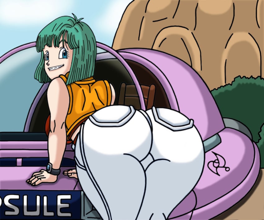 1girls ass big_ass big_breasts big_butt bottom_heavy breasts bubble_butt bulma_briefs bulma_briefs_(androids'_saga) car dat_ass dragon_ball dragon_ball_z fat_ass female female_only heart-shaped_butt large_ass large_breasts looking_at_viewer looking_back omarsin solo thick_ass thick_thighs tight_pants