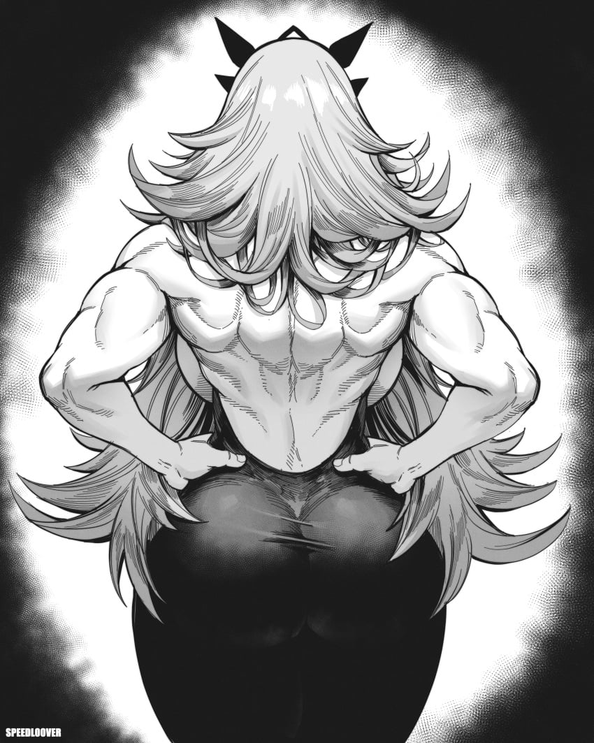 1girls absurd_res ass ass_focus back back_muscles back_view barghest_(gawain)_(fate) big_ass big_breasts big_butt butt clothed clothing dress fate/grand_order fate_(series) female female_focus female_only fit_female greyscale hi_res large_breasts long_hair monochrome muscles muscular muscular_arms muscular_back muscular_female solo solo_female speedl00ver watermark