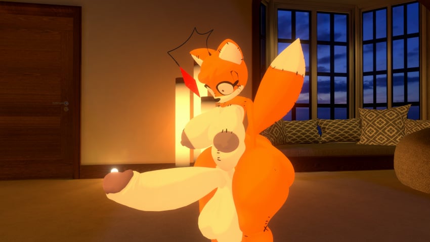 1futa 1girls 3d anthro bedroom big_ass big_breasts exposed_nipples friday_night_funkin friday_night_funkin_mod futa_only futanari gem huge_balls huge_cock orange_body rule_63 shocked solo_futa sonic_(series) stitches tails tails_doll tailsko_doll thick_thighs twintails vrchat white_body