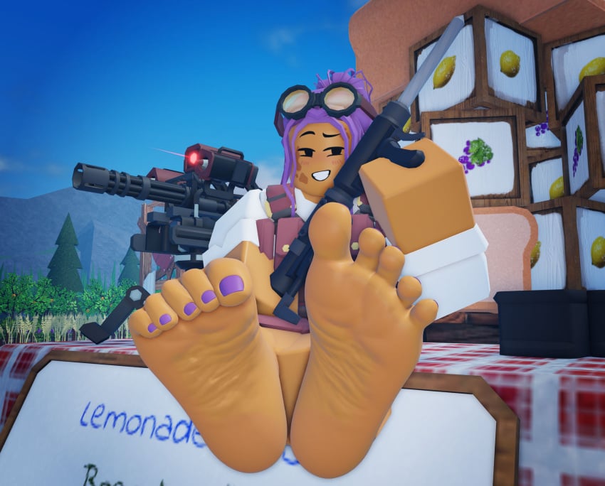 anthro dayperalex engineer_(tds) feet fully_clothed nail_polish pubic_hair tower_defense_simulator