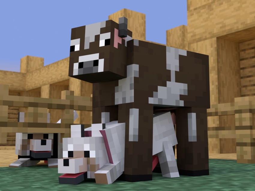 anal anal_sex being_watched black_collar_(codedcells) codedcells collar cow cow_(minecraft) dog_(minecraft) domestic_dog duo feral hi_res looking_at_another male male/male microsoft minecraft mob mobs mojang open_mouth ossie_(codedcells) pale_wolf_(minecraft) penetration wolf wolf_(minecraft) wolfdog xbox_game_studios