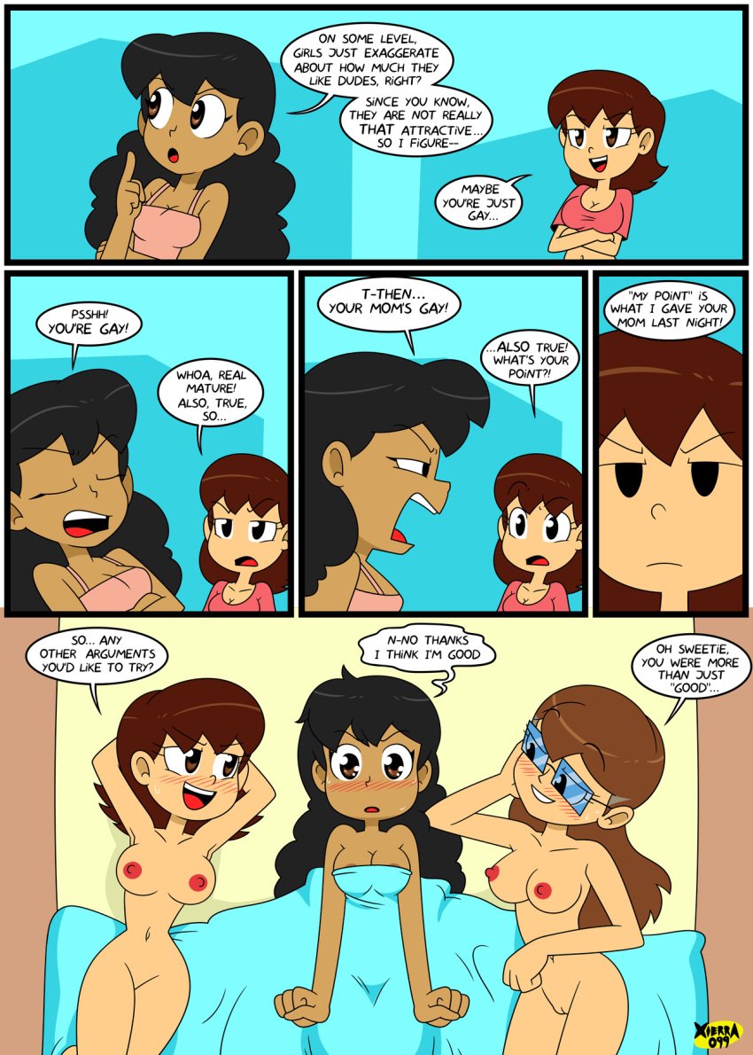 3girls after_sex arguing argument bed bicurious bisexual bisexual_(female) black_hair breasts brown_eyes brown_hair chloe_(xierra099) chocolate_and_vanilla clothed clothed_female comic curly_hair dark-skinned_female dark_skin dialogue english_dialogue female female_only future glasses hairless_pussy hourglass_figure incest laying_on_bed lesbian lesbian_domination lesbians light-skinned_female long_hair lovin’sis milf mother_and_daughter multiple_girls naked naked_female nipples older_female older_woman_and_teenage_girl on_bed puffy_hair pussy random_character short_hair susan_(xierra099) threesome unknown_character unknown_female xierra099 younger_female yuri