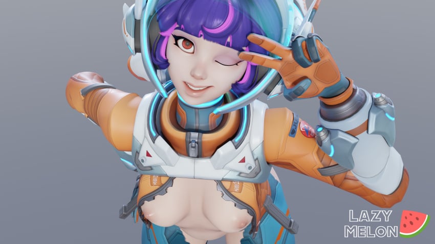 1girls 3d almost_naked almost_nude areola areolae asian asian_female barefoot bent_over blue_hair bodysuit breasts breasts_out clothed clothed_female clothing eyeshadow female gloves grabbing_legs head_tilt helmet human jacket juno_(overwatch) labia leggings legs legwear lips long_legs looking_at_viewer overwatch overwatch_2 peace_sign pink_hair pov pov_eye_contact pussy red_eyes ripped_clothing shaved_crotch shaved_pussy shiny_skin smiling_at_viewer smirking_at_viewer solo solo_female solo_focus spacesuit straight suit thighs two-tone_hair vagina white_background white_body white_skin