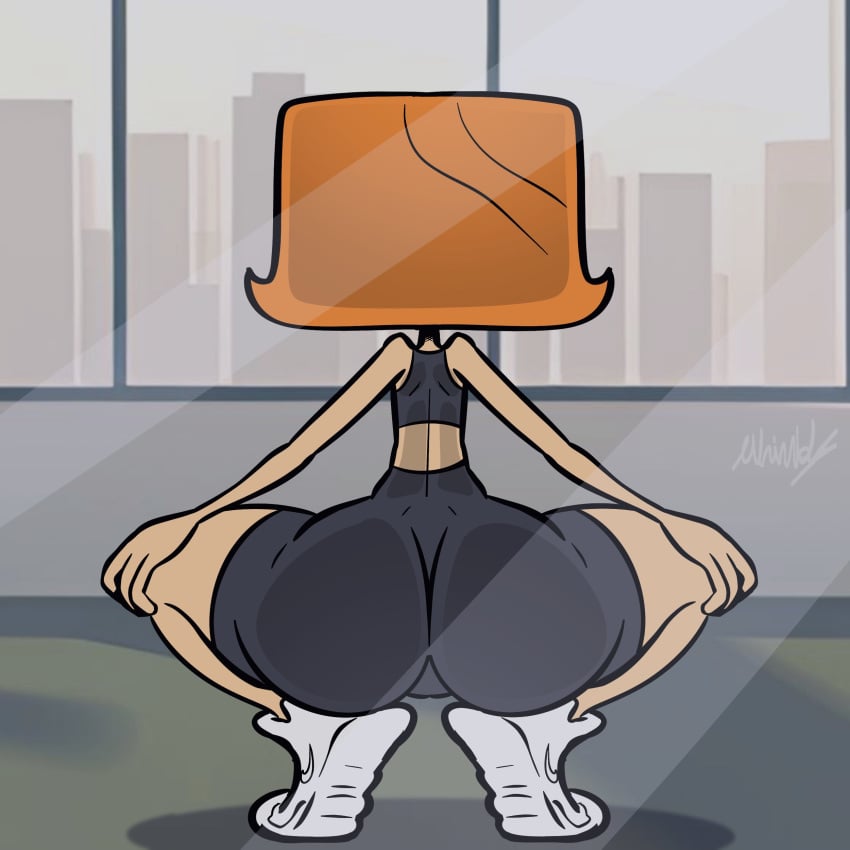 1boy 1girls 2024 ass_against_glass ass_on_glass big_ass cartoon_network debbie_turnbull faceless faceless_female female gl33zy glass glass_wall milf orange_hair robotboy sneakers squat squatting tagme white_sneakers