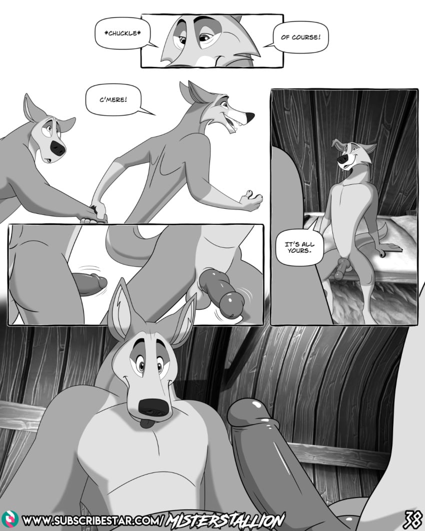 4:5 canid canine canis comic erection genitals hi_res knot love male male/male mammal misterstallion penis romantic wolf