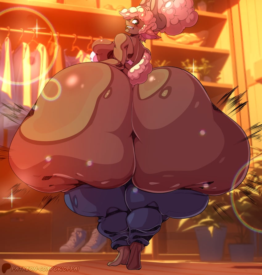 1girls ass_bigger_than_head ass_bigger_than_torso ass_expansion bottom_heavy bursting_butt dumptruck_ass fat_ass giant_ass gigantic_ass huge_breasts hyper hyper_ass hyper_thighs looking_at_ass looking_back massive_ass meat_wall_(body_type) monster_ass okioppai pink_hair pink_hair_female solo_female tagme thick_ass thick_thighs