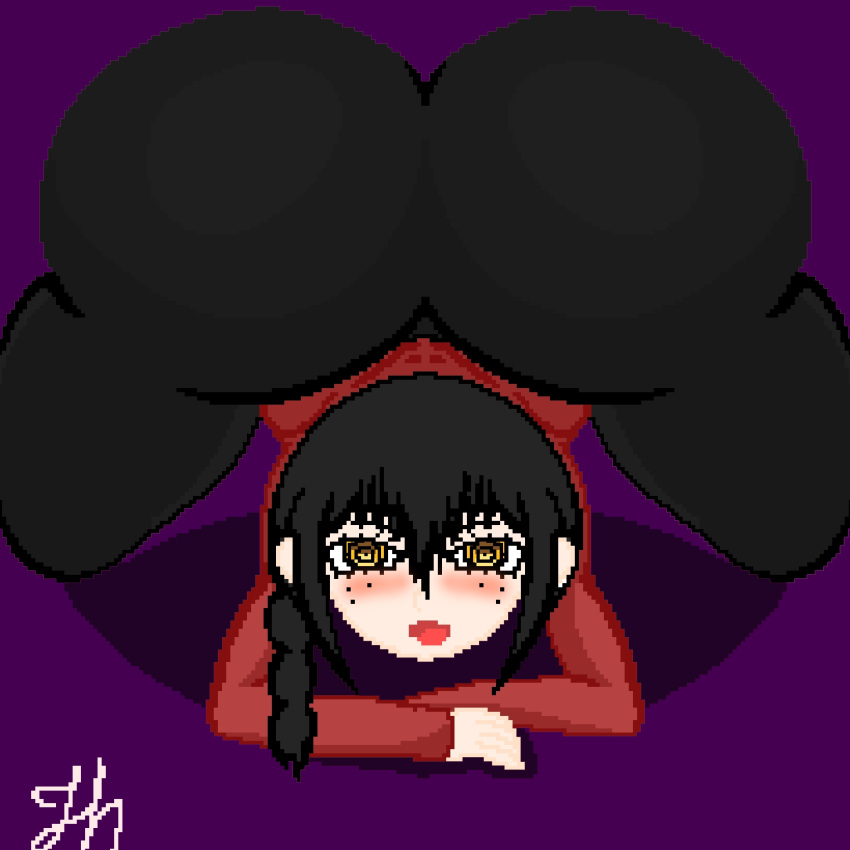 ass big_ass big_butt black_hair chainsaw_man demon demon_girl girl heach_art jack-o_pose jackochallenge nayuta_(chainsaw_man) pixel_art