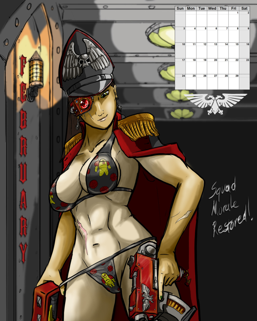 1girls adeptus_astartes astra_militarum bolter calendar_(medium) commissar english_text female female_only gun imperial_guard imperium_of_man solo solo_female space_marine sword tagme text warhammer_(franchise) warhammer_40k