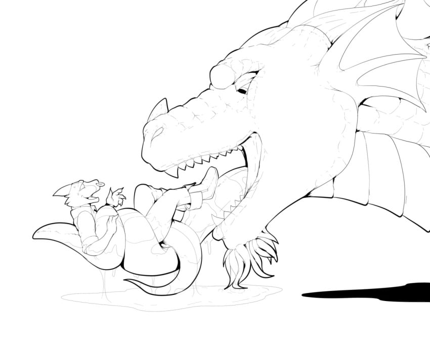 anthro bodily_fluids clothed_prey dragon drooling duo forced kobold long_tongue looking_at_prey male male/male mythological_creature mythological_scalie mythology nervous_smile open_mouth oral_vore pandottermon saliva saliva_string scalie size_difference teeth thief tongue tongue_out unwilling_prey vore willing_pred