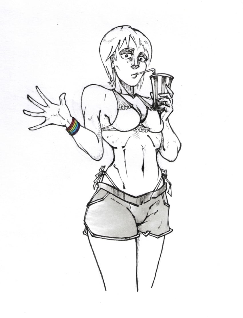 1female 1girls big_breasts big_breasts bikini bikini_bottom bikini_top black_and_white bow_bra bow_panties bra bracelet cup drink drinking drinking_water female foo_fighters green_hair greeting high_resolution jojo's_bizarre_adventure lgbt_pride lgbt_pride_colors lips lipstick medium_hair medium_hair_female navel panties panties_under_shorts schnitzeltag shorts simple_background slurp slurping sports_shorts sports_uniform stone_ocean string_bikini string_bikini_bottom string_panties tape tape_bondage thighs thin thin_female thin_thighs thin_waist waist waving_hand white_background white_bikini white_bikini_bottom white_bikini_top white_bra white_panties