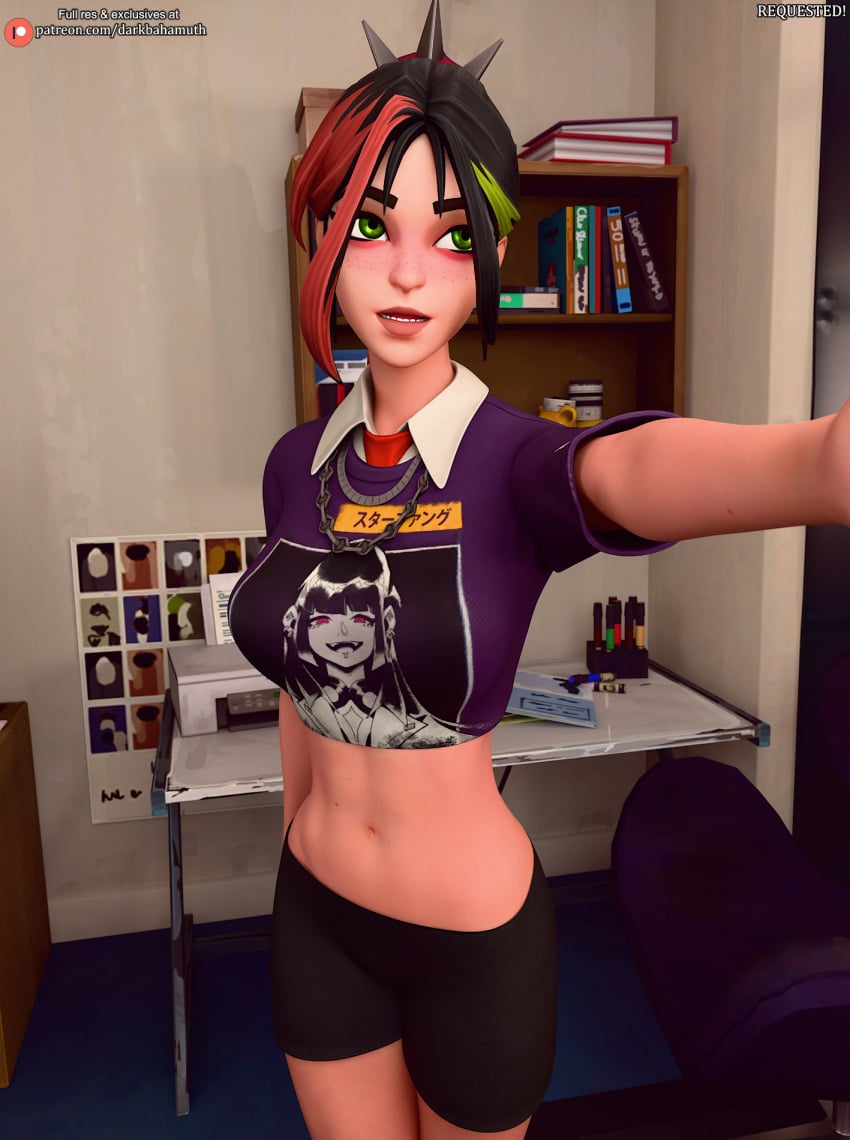 3d 3d_(artwork) belly darkbahamuth fortnite helsie_(fortnite) midriff petite pinup selfie teenager young younger_female