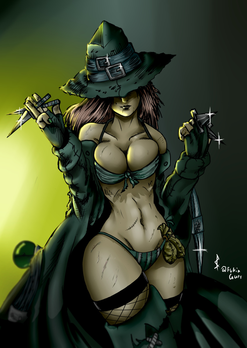 dancingsoldier darkest_dungeon grave_robber_(darkest_dungeon) pinup pushup_bra white_hair