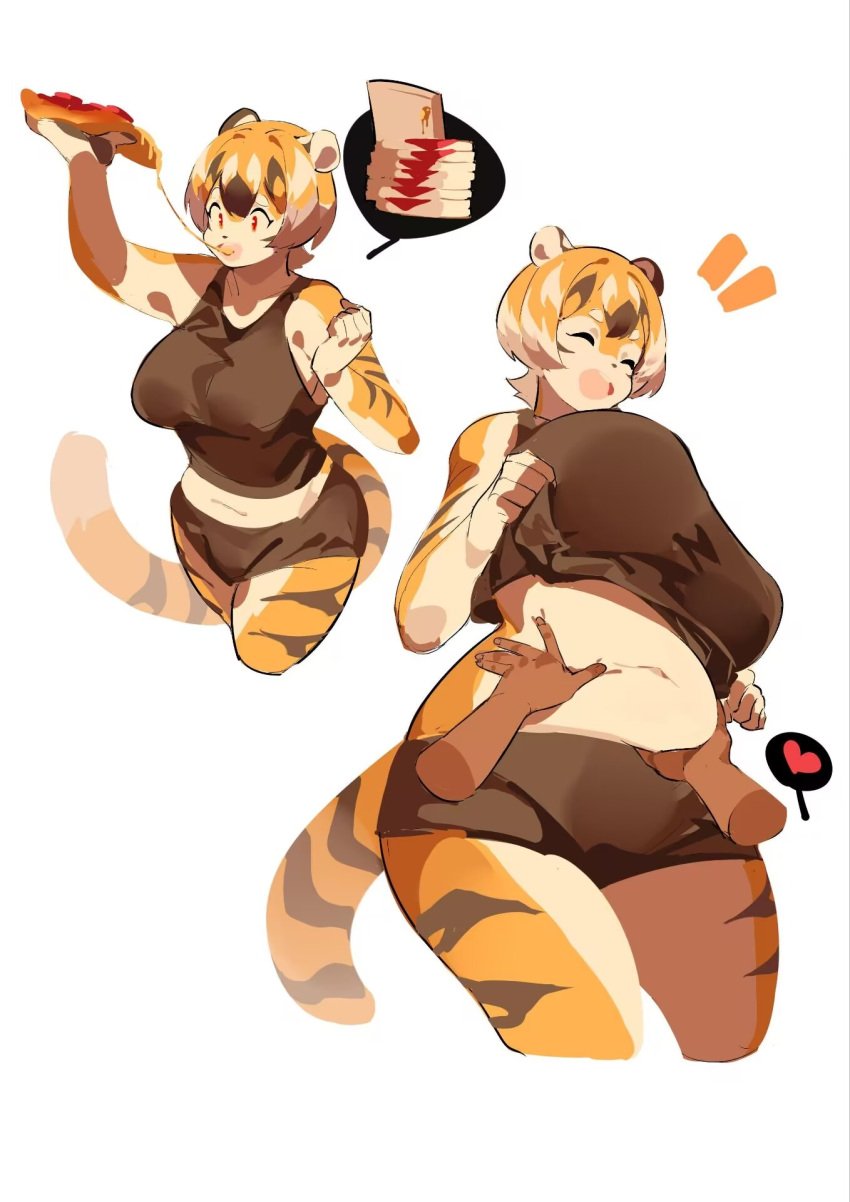 big_breasts breasts chubby feline huge_breasts mx99926 tagme thick_thighs tiger tiger_girl wide_hips