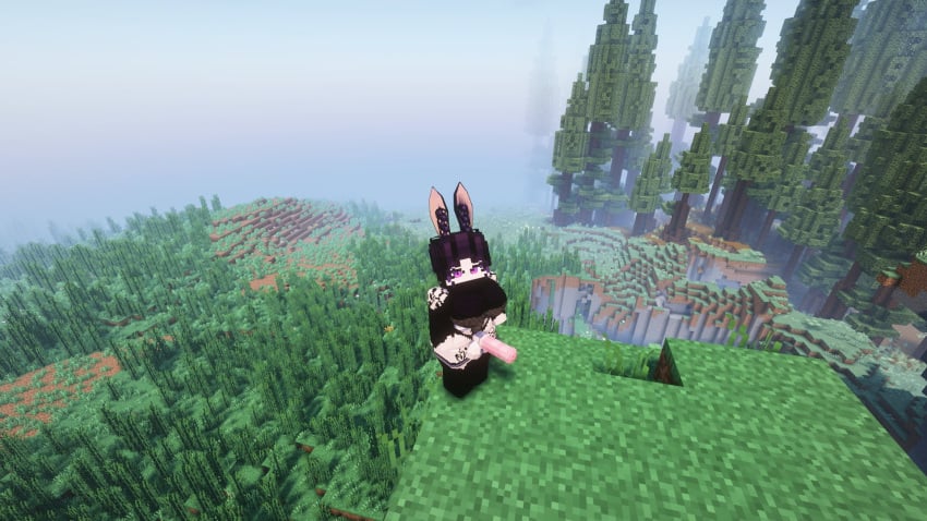 1futa 3d almost_naked big_ass big_balls big_breasts black_bra black_hair black_shoes black_socks breasts c4d erection futa_only futanari horny_futa horsecock mine-imator minecraft outdoors purple_eyes rabbit_ears rabbit_girl rabbit_humanoid rabbit_tail seductive_pose sennasource2005 smile tagme