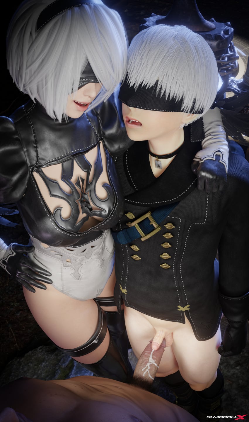 1girls 2boys 3d 3d_(artwork) 3d_artwork 3d_model 3d_render bi_domination big_penis bisexual bisexual_male comparing comparing_penis cuckold cuckolding cuckquean cum cum_on_penis cumming_on_penis ejaculation femboy gay gay_male handsfree_ejaculation high_quality high_resolution highres male_on_femboy netorare nier:_automata partially_clothed penis penis_size_difference penis_to_penis pitiful_ejaculation premature_ejaculation semen shaddoll_x small_penis white_hair yaoi yorha_2b yorha_9s
