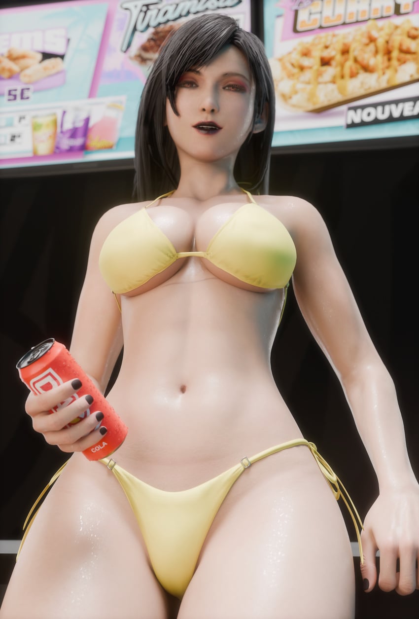 1girls 3d bikini fast_food female_only final_fantasy mashindrg soda tifa_lockhart