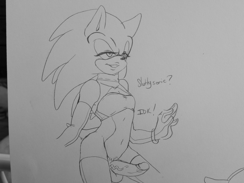 1boy balls crossdressing darkpitsgirl elbow_gloves femboy furry girly hedgehog male male_only mammal penis sega solo sonic_(series) sonic_the_hedgehog