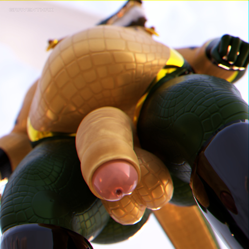 1:1 3d_(artwork) anthro balls belly big_balls big_penis boots clothing crocodile crocodilian crocodylid digital_media_(artwork) flaccid footwear foreskin genitals graventhax humanoid_genitalia humanoid_penis low-angle_view male mature_male overweight overweight_male penis reptile scalie shoes slightly_chubby slightly_chubby_male solo worm's-eye_view