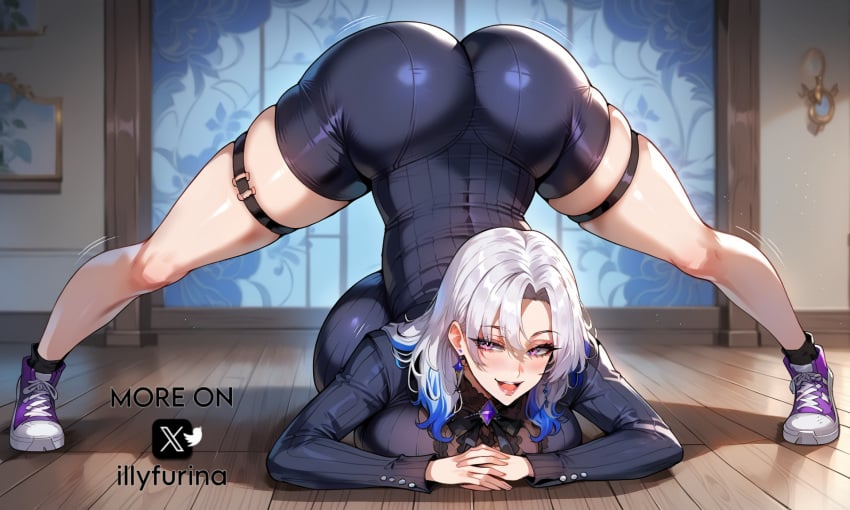 ai_generated ass_focus bangs big_ass big_breasts big_butt breasts butt_focus dbd dead_by_daylight female female_focus female_only gym gym_clothes gym_uniform huge_boobs huge_breasts huge_thighs illyfurina jack-o_pose jackochallenge jackopose long_hair looking_at_viewer multicolored_hair open_legs purple_eyes sable_ward seducing seduction seductive seductive_body seductive_eyes seductive_gaze seductive_look seductive_mouth seductive_pose seductive_smile smile smiling smiling_at_viewer spread_legs stable_diffusion thighs trembling_legs waifu waifu_diffusion watermark white_hair woman_focus woman_only