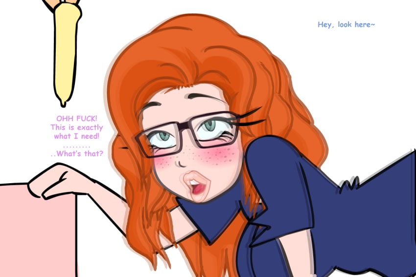 artist_self-insert condom doggy_style edit ginger_hair glasses green_eyes jess_(peachypop34) minus8 original peachypop34 penis sexualpanda text